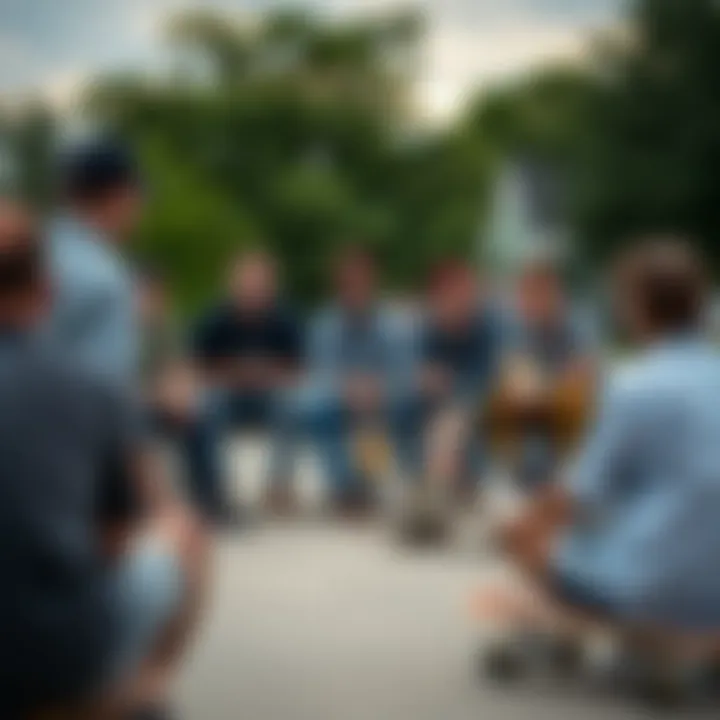 Skateboarding Community Embracing Krooked Culture Gathering of skateboarders discussing Krooked culture