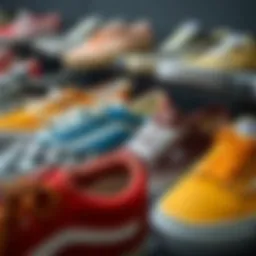 A vibrant display of various Vans shoe styles showcasing their unique designs.