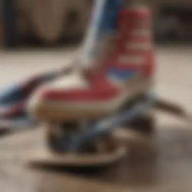 Close-up of Fallen Footwear highlighting craftsmanship and patriotic elements