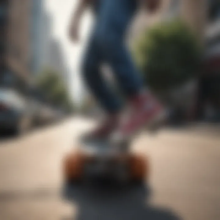 Skateboarders showcasing individuality with Fallen shoes in an urban setting