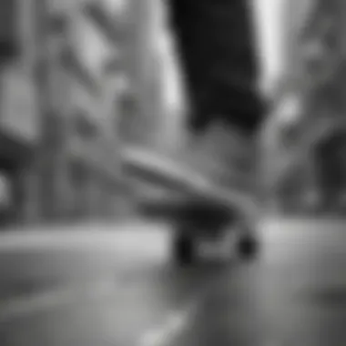 Hydro Moc in Action: Skateboarding Culture Merrell Hydro Moc in black and white on a skateboard