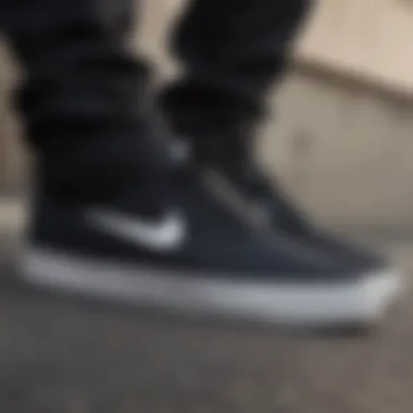 Close-up of the performance features of the Nike SB Janoski Black