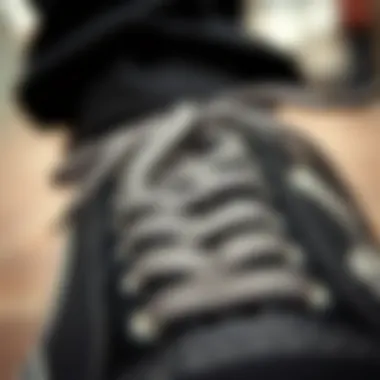 Intricate Design Features of All Black Strap Vans Close-up of all black strap Vans showcasing unique design elements