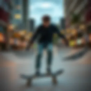 A skateboarder wearing the Plain Champion Crewneck in an urban skate park