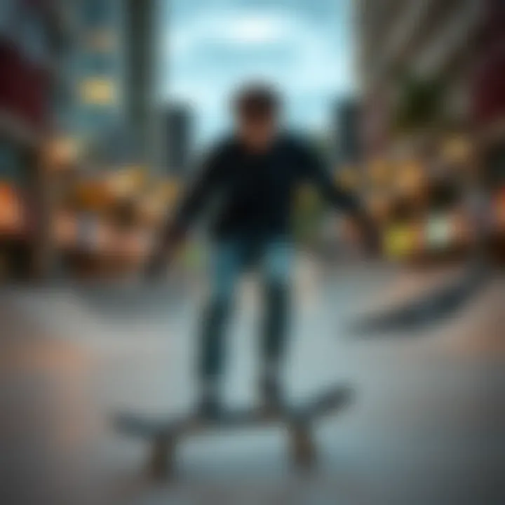 A skateboarder wearing the Plain Champion Crewneck in an urban skate park