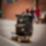 Stylish Poler Rolltop Backpack displayed on a skateboard