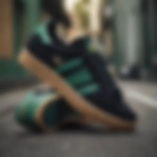 Classic black and green Adidas skateboard shoes