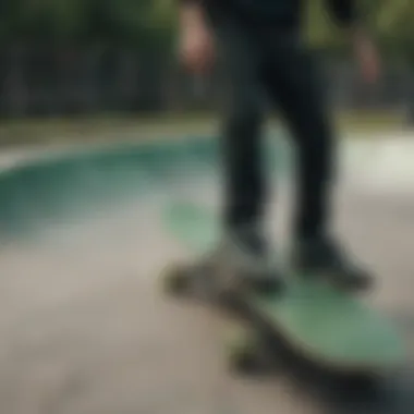 Skatepark scene showcasing skaters in black and green Adidas