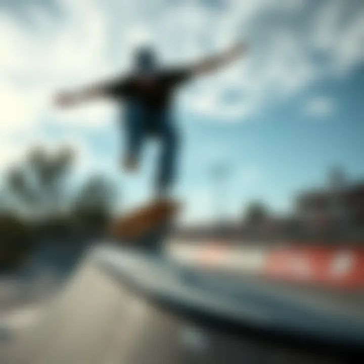 Pro Skaters and Enthusiasts Connection A skateboarder flipping tricks on a ramp, symbolizing the connection between pros and enthusiasts.