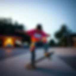 Skateboarder showcasing vibrant swear clothing while performing a trick