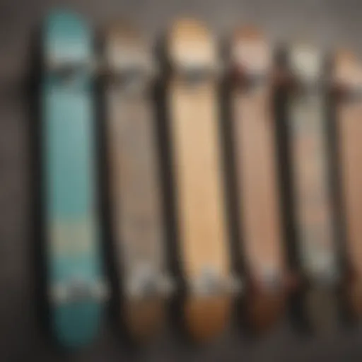 Different skateboard types lined up