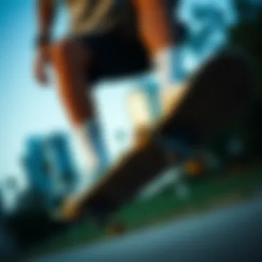 Skateboarder in Action with Nike Logo Socks Performance-focused skateboarder wearing Nike logo socks