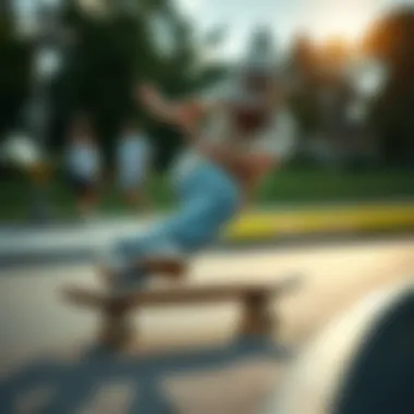Thrilling Tricks with Penny Boards Skateboarder performing tricks on a penny board