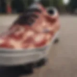 Close-up view of the Vans Cherry Checker design