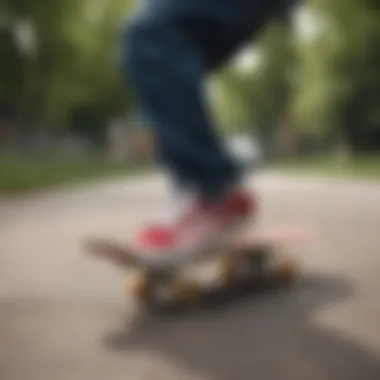 Skateboarder showcasing the Vans Cherry Checker in action