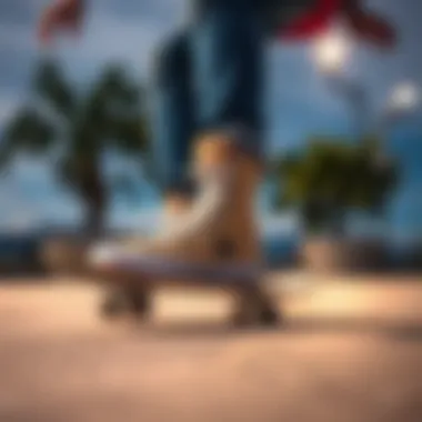 Skateboarder performing tricks while wearing Star Hike high tops