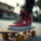 Stylish Star Hike high tops on a skateboard
