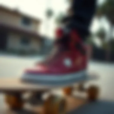 Stylish Star Hike high tops on a skateboard