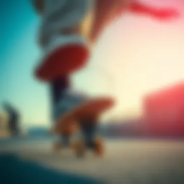 Skateboarder Performing Tricks in Vans Footwear A skateboarder performing tricks while wearing Vans footwear