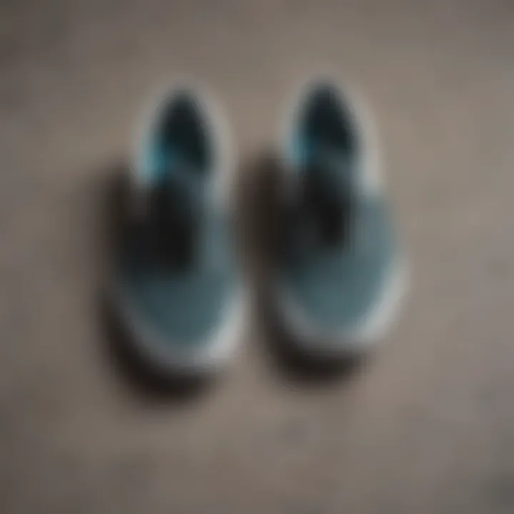 Close-up view of two tone Vans slip-ons showcasing unique color contrast