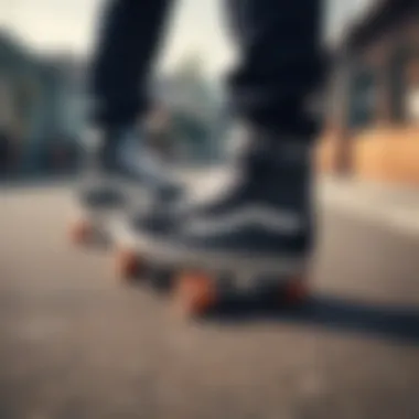 Skateboarder wearing unique Vans shoes