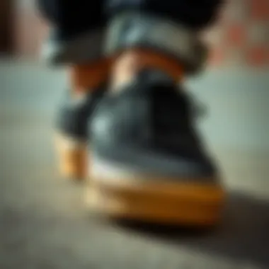 Detailed Texture of Vans Black Gumsole Close-up view of Vans black gumsole showcasing its texture