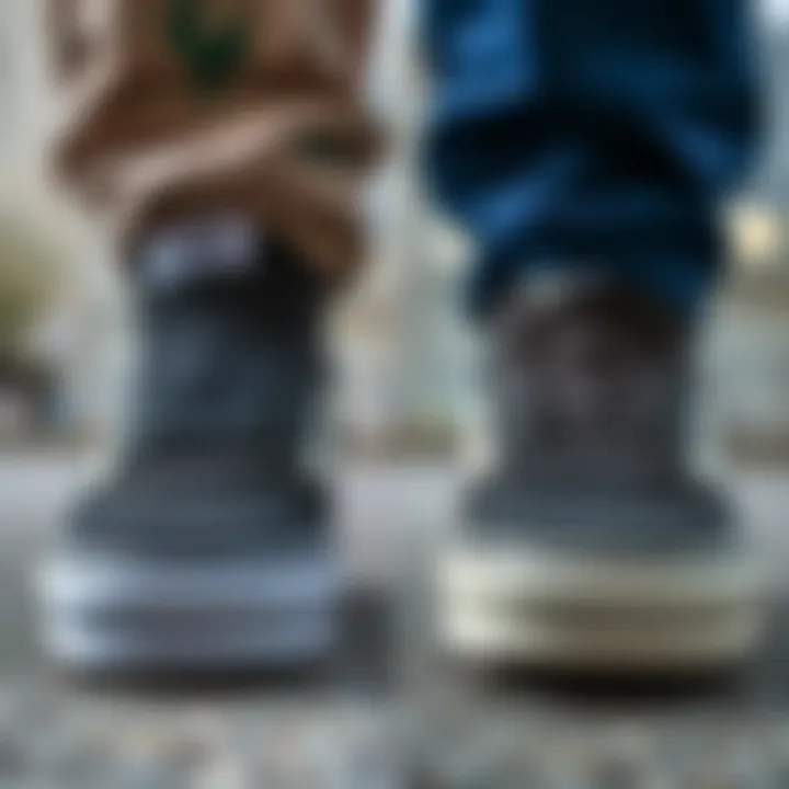 Side-by-Side Comparison of Skate Shoe Models Comparison of Vans black gumsole with another skate shoe model