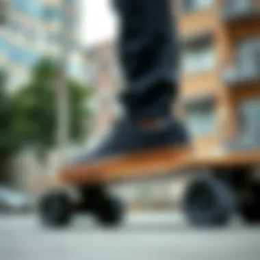 Vans Black Gumsole in Action on a Skateboard Vans black gumsole shoes on a skateboard in an urban setting