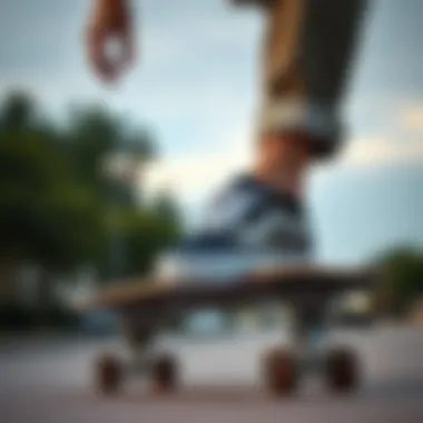 Skateboarding in Vans Skateboarder in action wearing Vans shoes