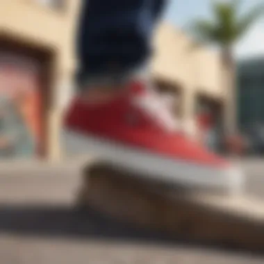 Cultural Relevance in Urban Skateboarding The Vans Rata Vulc sneaker in a vibrant urban setting, highlighting its cultural relevance.