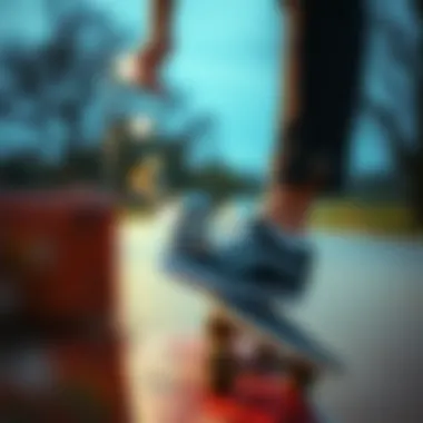 Vans in Action: A Skateboarder's Best Friend Skateboarder wearing Vans shoes while performing a trick