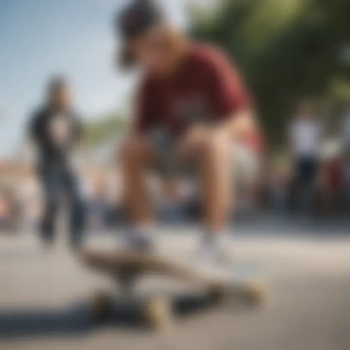 Group of young skateboarders expressing their style