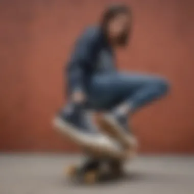 A scene depicting the cultural impact of skateboarding with Converse