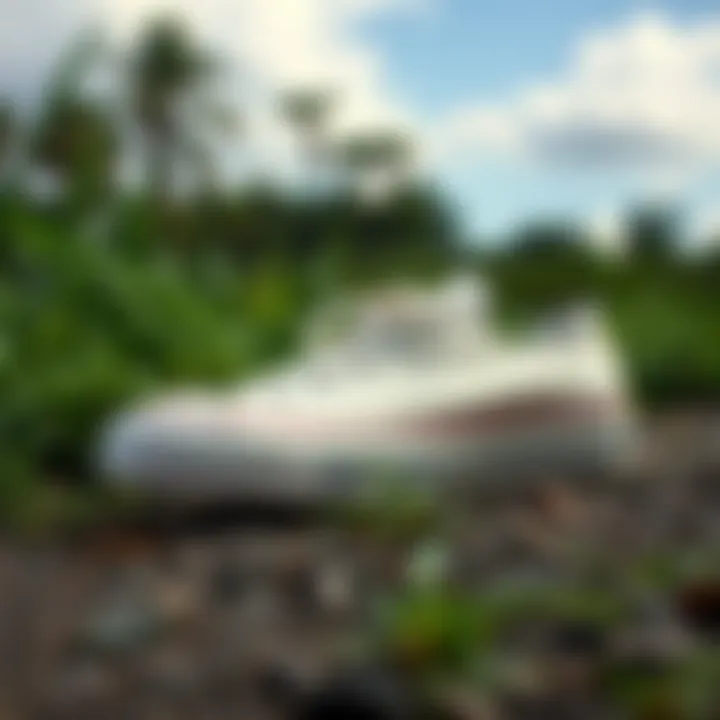 A serene outdoor scene reflecting the eco-friendly aspects of Converse manufacturing