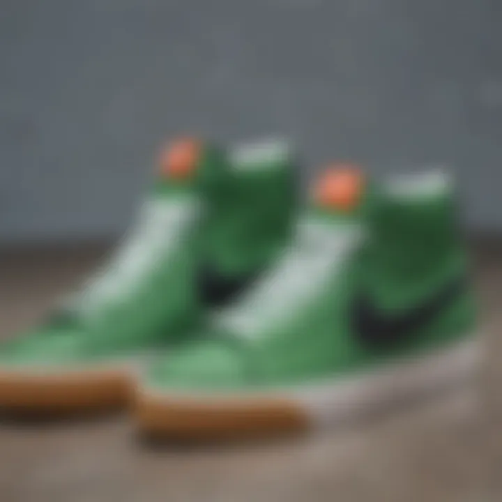 An array of popular variations of green Nike Blazers displayed together