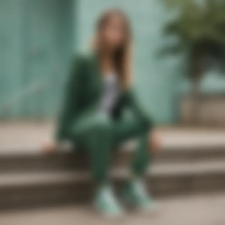 A street style shot highlighting the versatility of green Nike Blazers in casual outfits