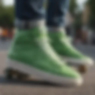 Stylish close-up of green Nike Blazers showcasing their unique design features