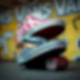 Close-up of women's stacked Vans showcasing unique design elements