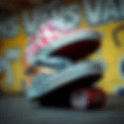 Close-up of women's stacked Vans showcasing unique design elements