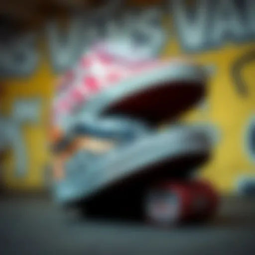 Close-up of women's stacked Vans showcasing unique design elements