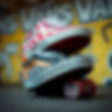 Unique Design Elements of Stacked Vans Close-up of women's stacked Vans showcasing unique design elements