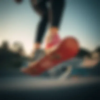 Skater Performing Tricks in Stacked Vans Female skater performing tricks in stacked Vans at a skate park