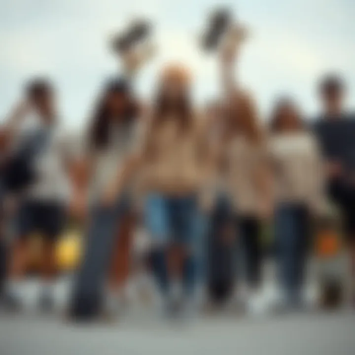 Skateboarders Embracing Taupe Vans Style Group of skateboarders wearing taupe Vans