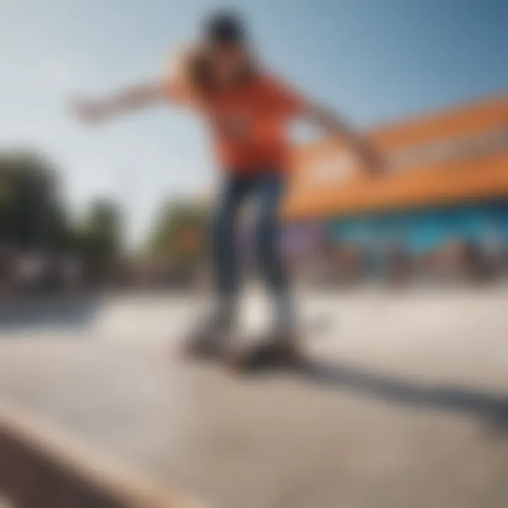 A vibrant skate park scene highlighting the influence of UV Vans