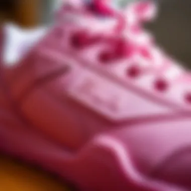 Detailed Look at the Craftsmanship of Fila Disruptor 2 Close-up of the Fila Disruptor 2 in Pink highlighting material and craftsmanship