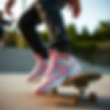 Fila Disruptor 2 in Action on the Skateboard Fila Disruptor 2 in Pink worn during a skateboarding session
