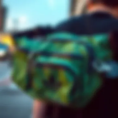 Functional Design of the Green Fanny Pack Close-up of a green fanny pack showcasing its functional design and pockets