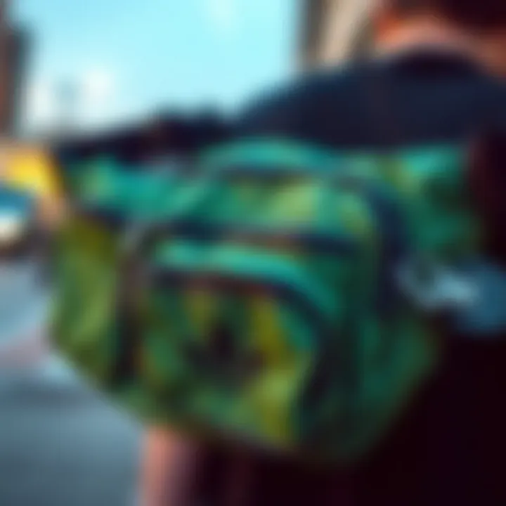 Functional Design of the Green Fanny Pack Close-up of a green fanny pack showcasing its functional design and pockets