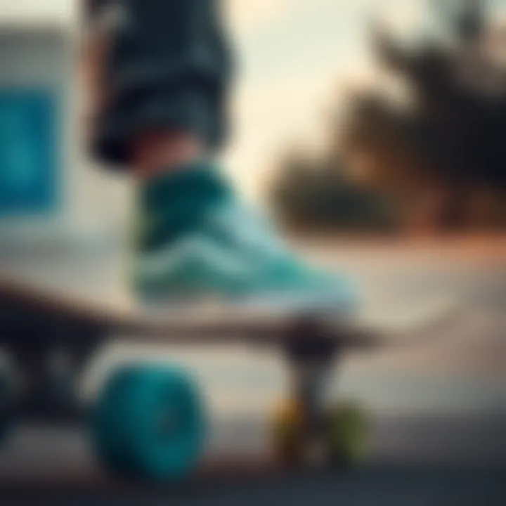 Skateboarder Wearing Green Vans Skateboarder wearing green vans