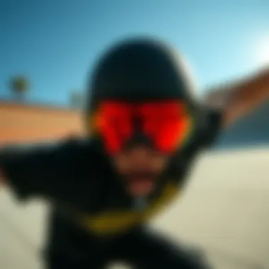 Heatwave Lazer Lenses in Action Showcasing Heatwave Lazer lenses in a dynamic skateboarding setting